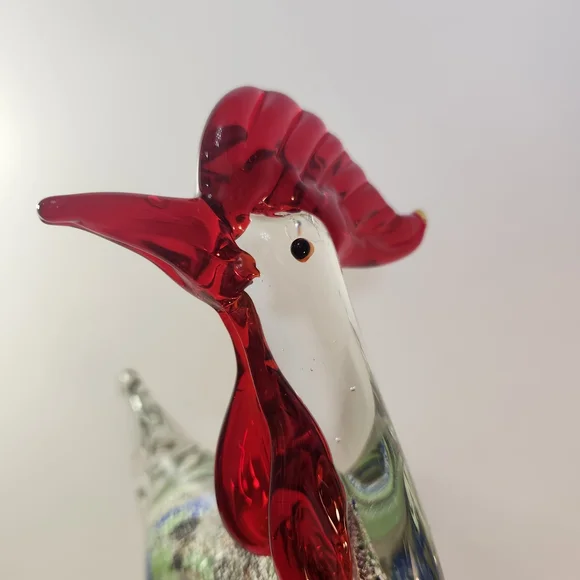 Murano Glass Rooster with Red and Blue Accents - Picture 5 of 8